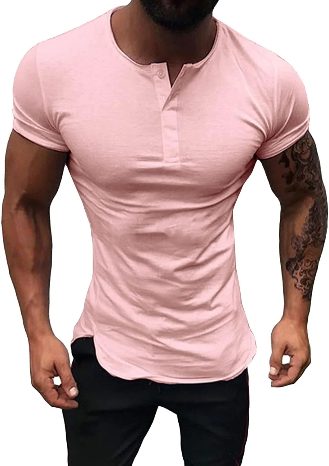 

Мужская футболка Henley с коротким рукавом Slim Fit SWJGLITTR
