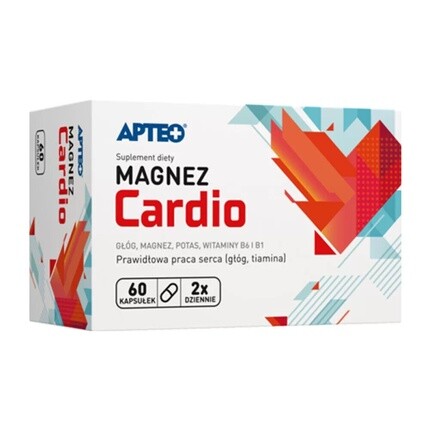 

Cardio Диетическая добавка с магнием, калием и витамином B6, 60 капсул, Apteo
