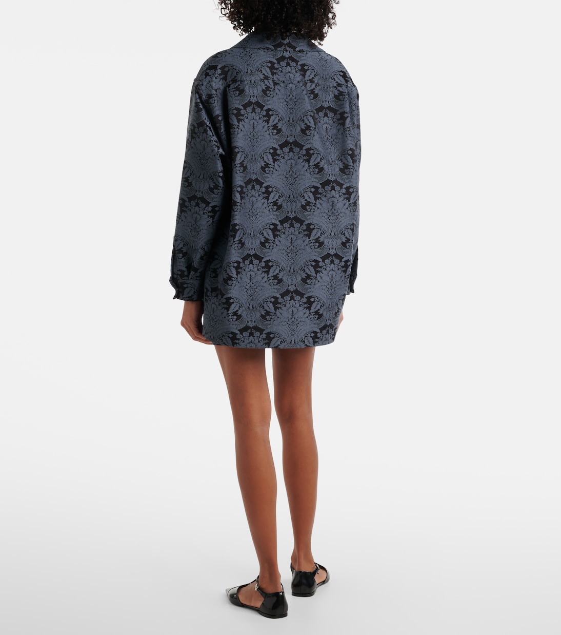 Рубашка Anemone из смесовой шерсти с жаккардом Max Mara, Acquamarina — фото 3