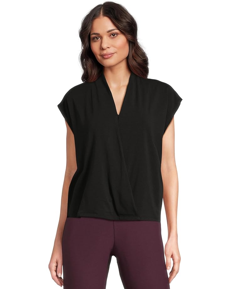 

Топ Eileen Fisher Fine Stretch Jersey Knit High Collar Top, черный