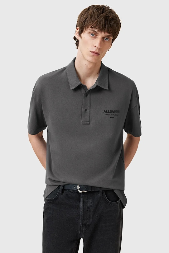 

Хлопковая поло XANDER Allsaints, серый
