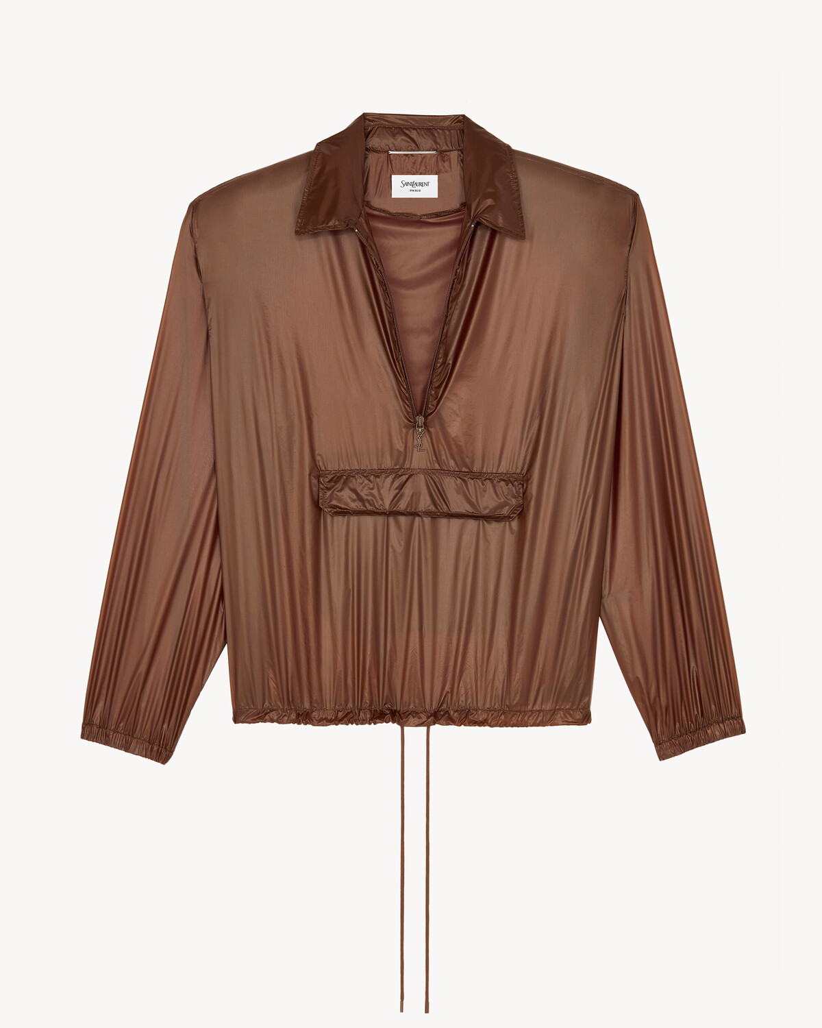 Ветровка с широкими плечами из нейлона SAINT LAURENT, коричневый — фото 3