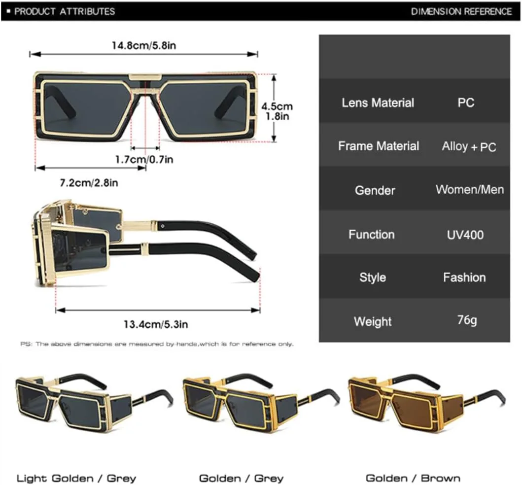

Ретро-солнцезащитные очки для женщин и мужчин, для активного отдыха, спорта, панк, защита от УФ-излучения UV400, роскошные, модные, металлические UATXTAU, Golden Grey