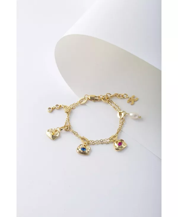 

Браслет с подвесками из кубического циркония цвета ириса и пресноводного жемчуга Classicharms, gold