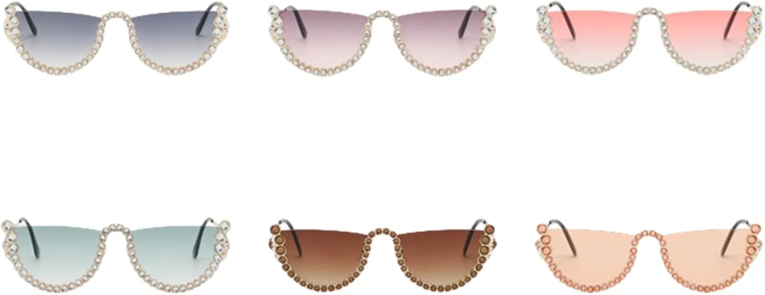 

Солнцезащитные очки UV400 в форме полукруга для мужчин и женщин, в стиле ретро, ​​с бриллиантами и в стиле панк, для активного отдыха TKKTLLT, Gold Gradient Green