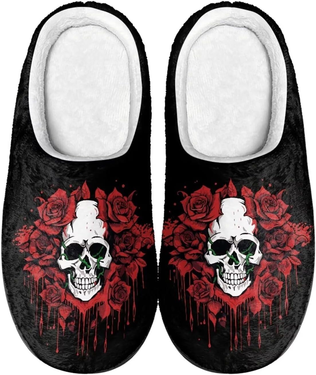 

Мужские тапочки Qoiuvncy с принтом скелета, зимние плюшевые меховые тапочки, удобные, с антискользящей подошвой, теплые хлопковые шлепанцы для дома, красный