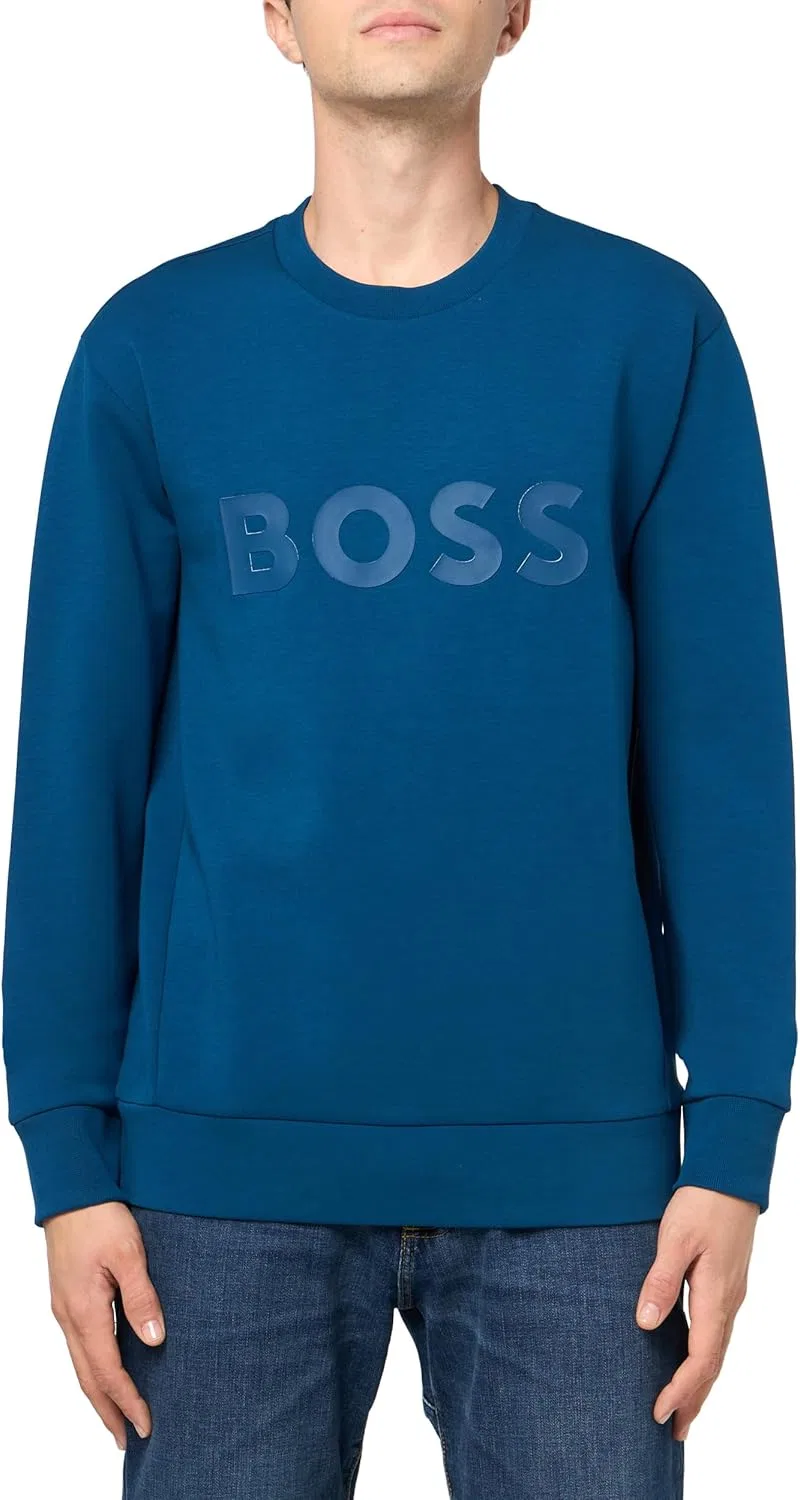 Мужская толстовка BOSS с круглым вырезом и культовым логотипом Boss, Blue Sapphire