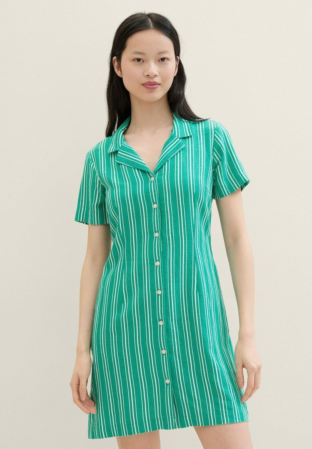 

Платье-блузка TOM TAILOR, зелено-белая вертикальная полоска