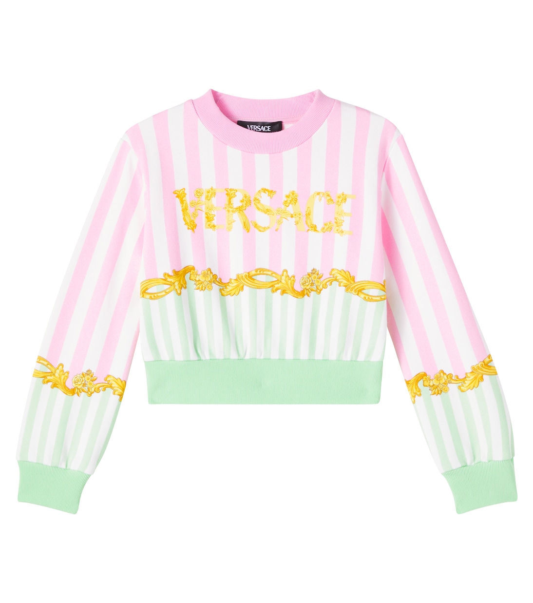 

Барокко Лист хлопковый свитшот Versace Kids, Pastel Pink+Pastel Mint+Gold