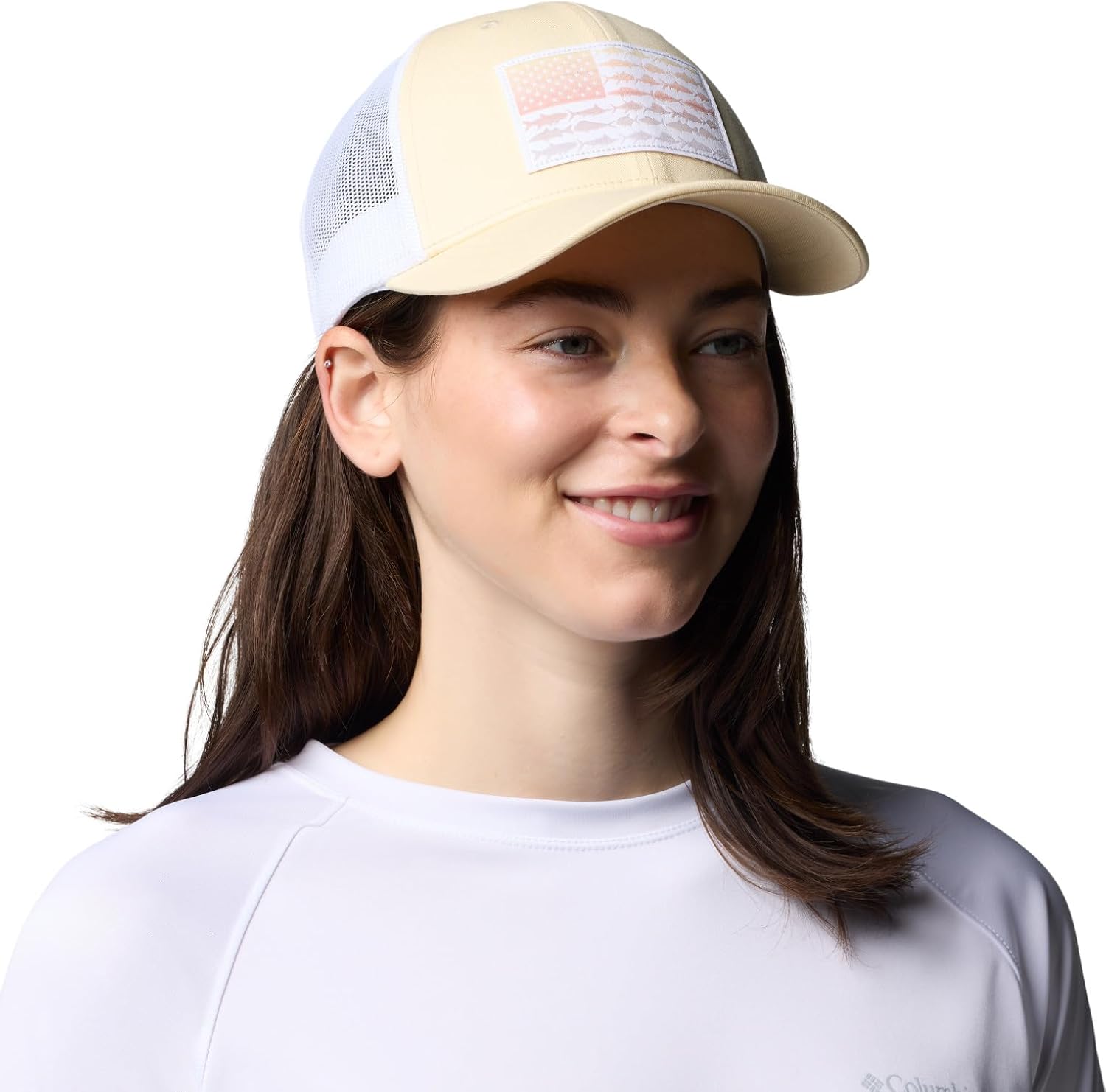 

Columbia Women's PFG Fish Flag Snap Back, Lemon Wash/Fish Fade Flag