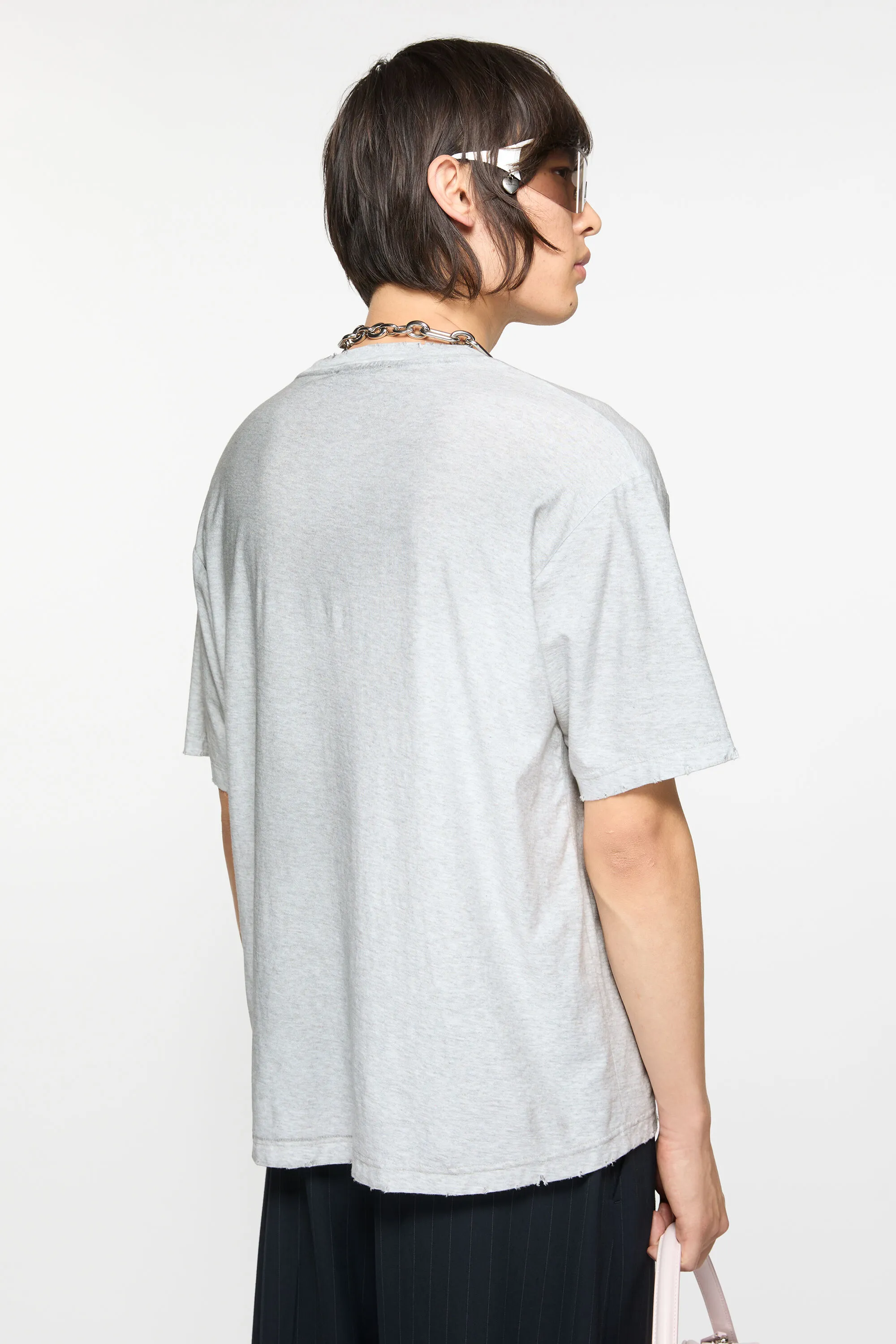 Футболка с логотипом - Свободный крой унисекс Acne Studios, цвет Pale Grey Melange — фото 2