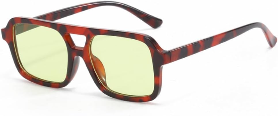 

Солнцезащитные очки LVTFCO с двойной оправой, персонализированные, в маленькой оправе, в стиле ретро, ​​модные, с защитой от УФ-излучения, для активного отдыха, женские, Leopard Yellow