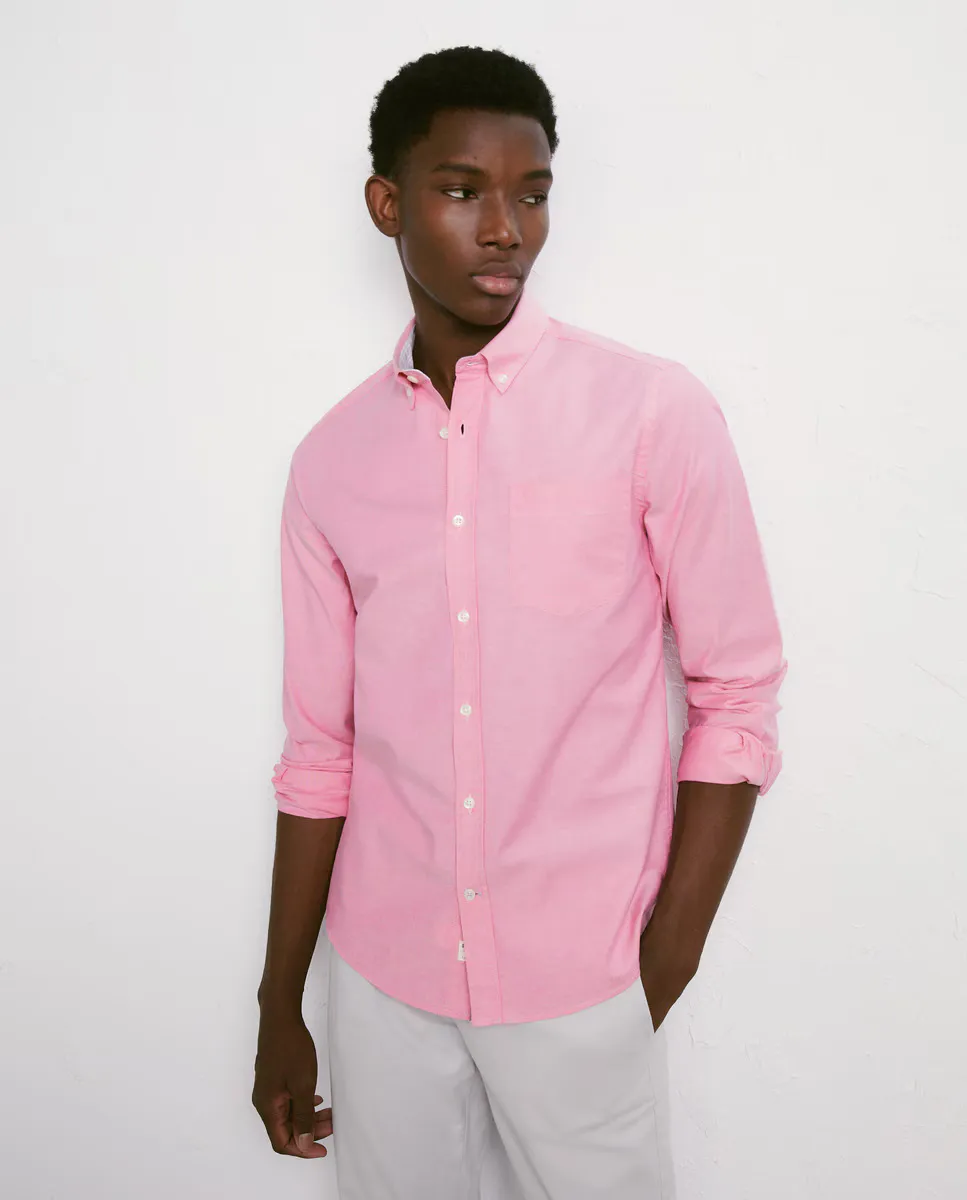 

Мужская рубашка с длинным рукавом Oxford гладкая Easy Wear, цвет Cereza