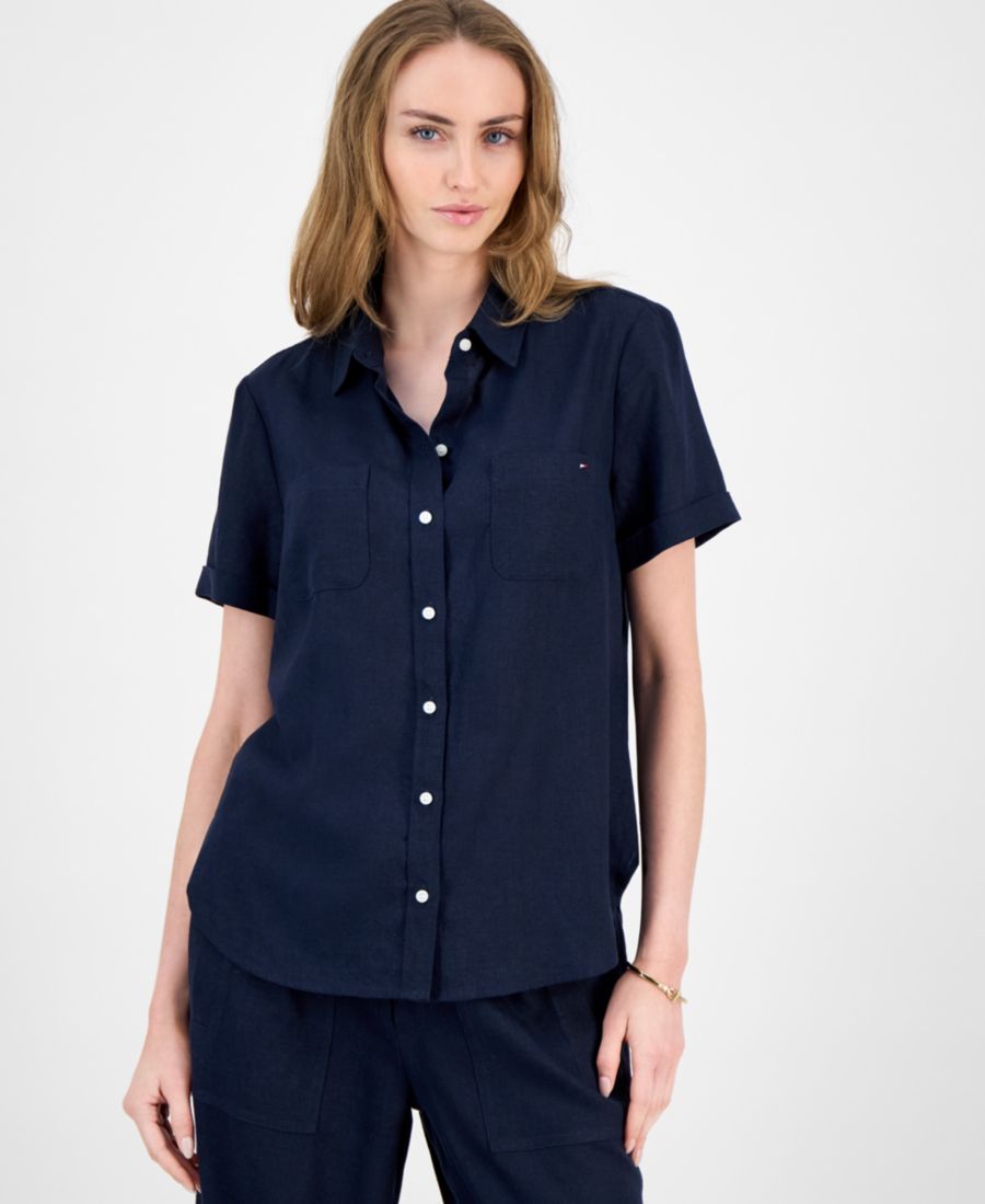 

Женская рубашка с короткими рукавами и манжетами для походов Tommy Hilfiger, Sky Captain