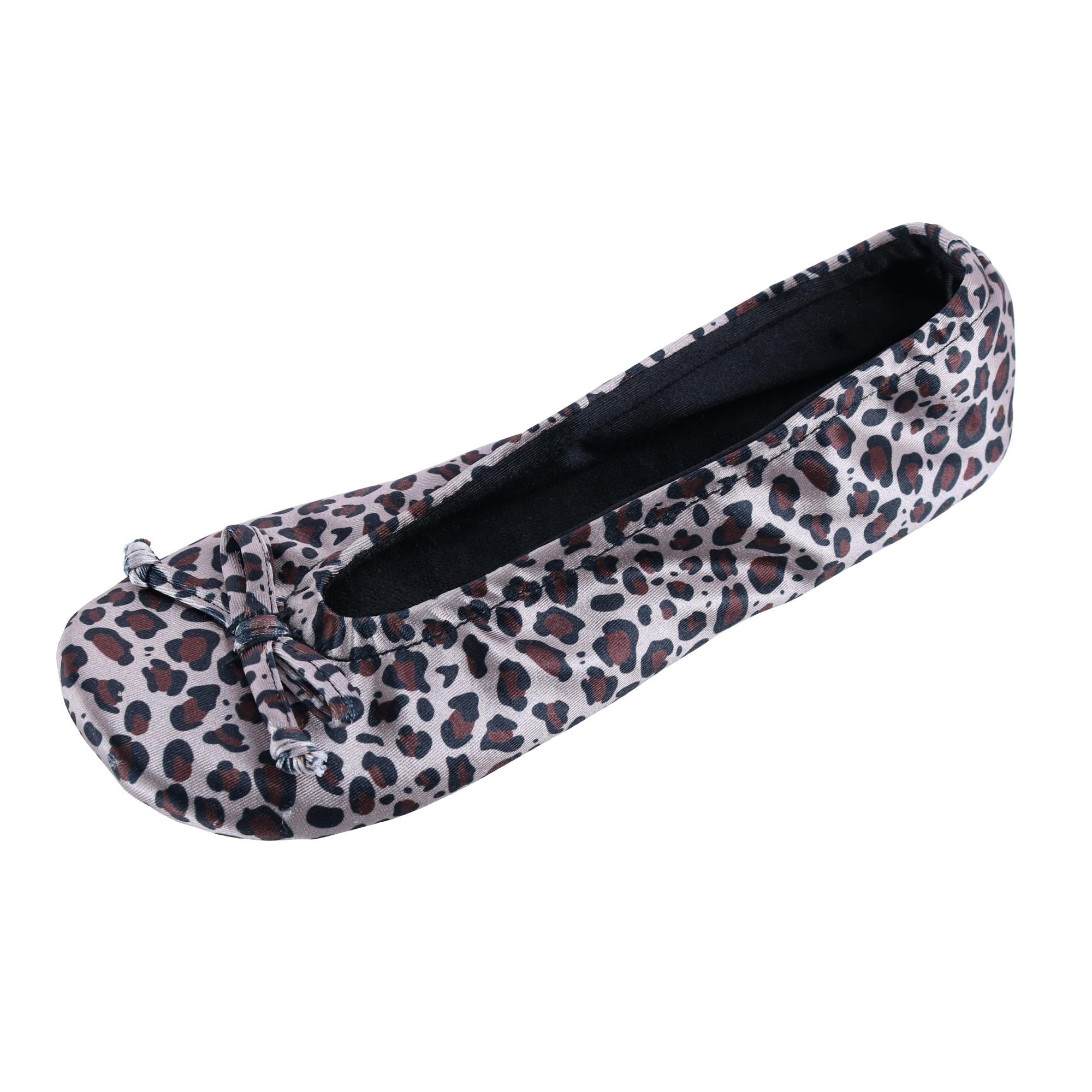 Женские атласные балетки, домашняя обувь CTM, цвет leopard