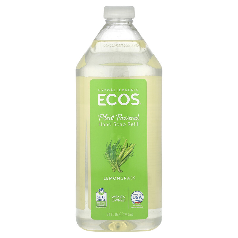 

Earth Friendly Products, Ecos, запасное мыло для рук на растительной основе, лемонграсс, 946 мл (32 жидк. Унции)