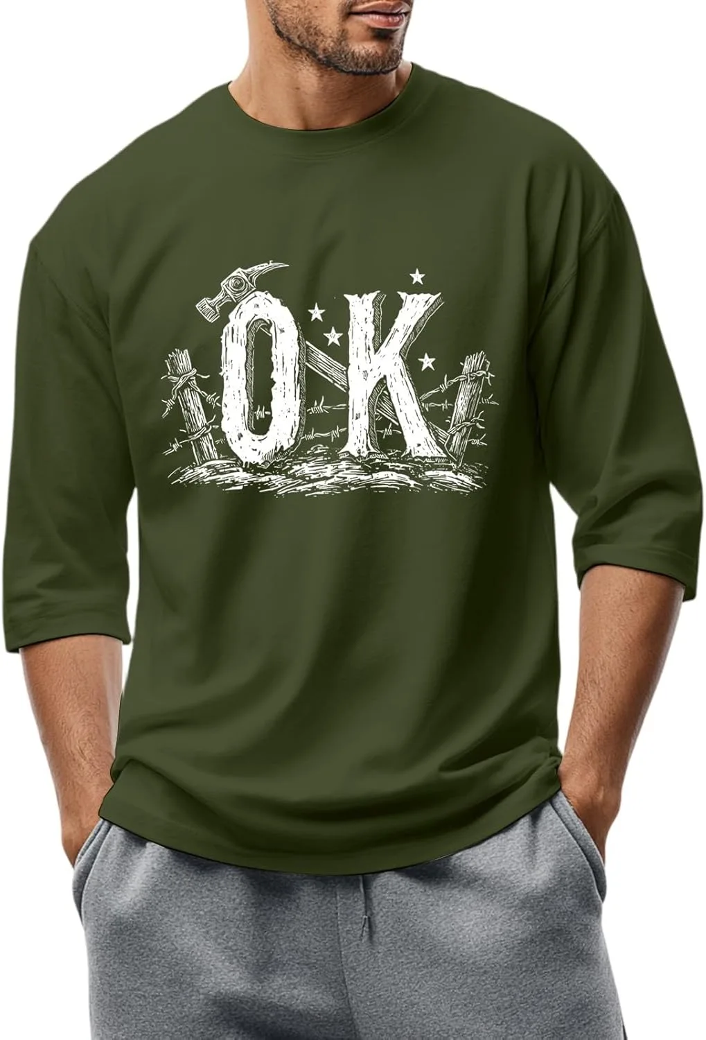 

Футболка WENKOMG1 мужская с принтом, 3/4 рукава, S-3XL