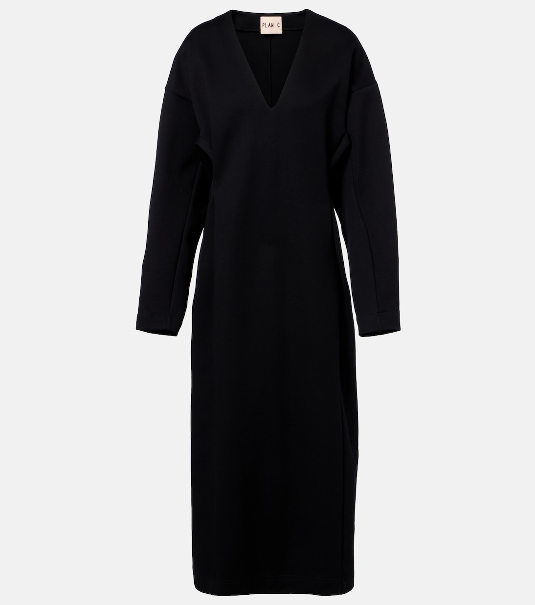 

Платье миди из смесового хлопка Plan C, черный