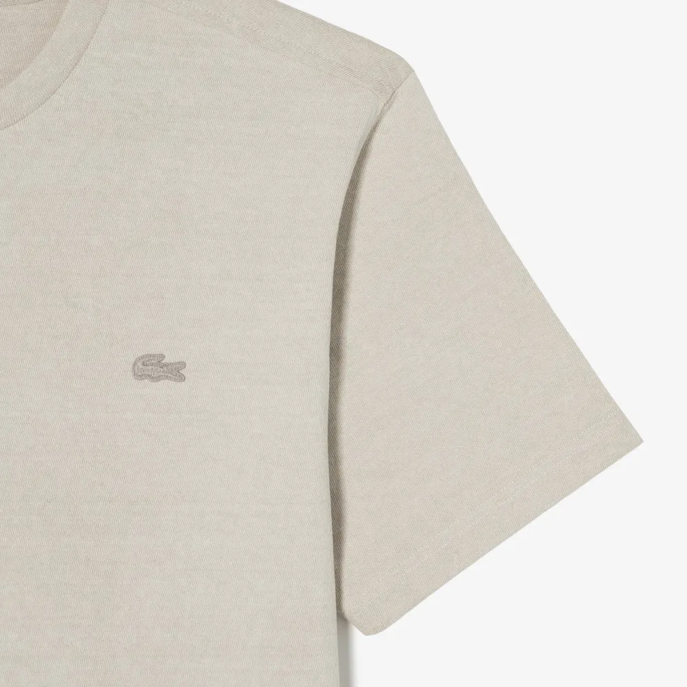 Футболка мужская Lacoste с контрастной строчкой и карманом, бежевый — фото 3
