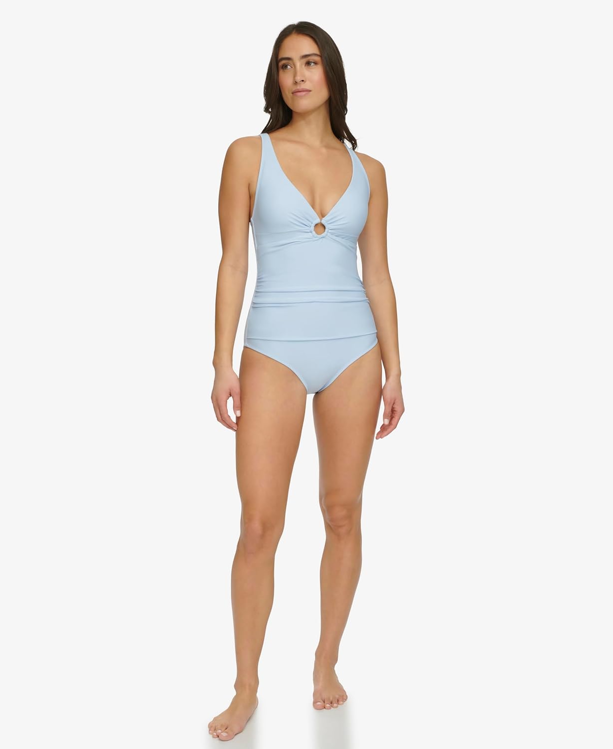 Женский слитный купальник Tommy Hilfiger с вырезом-замочной скважиной, Chambray — фото 4