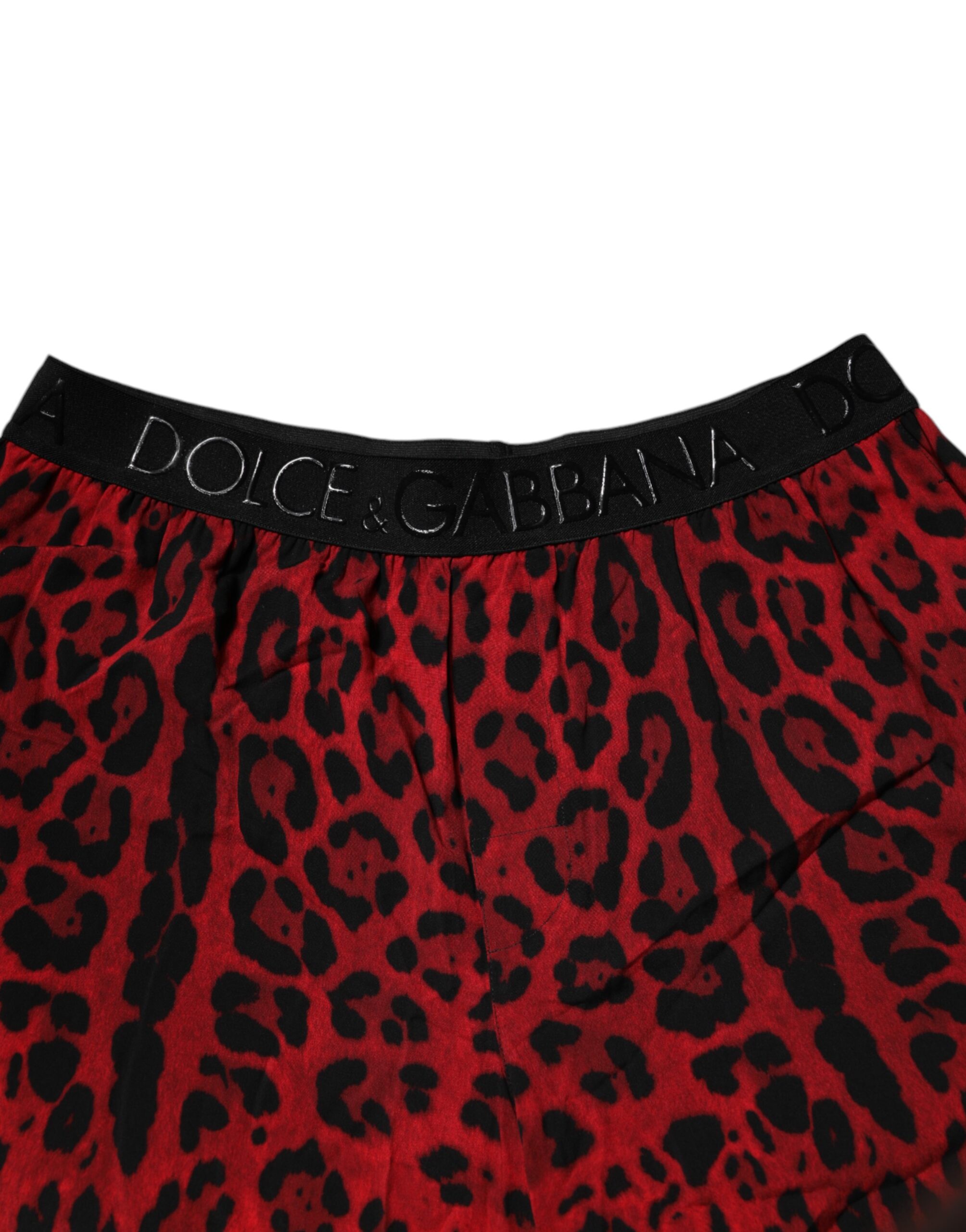 Шорты-бермуды из вискозы с красным леопардовым принтом Dolce & Gabbana — фото 4