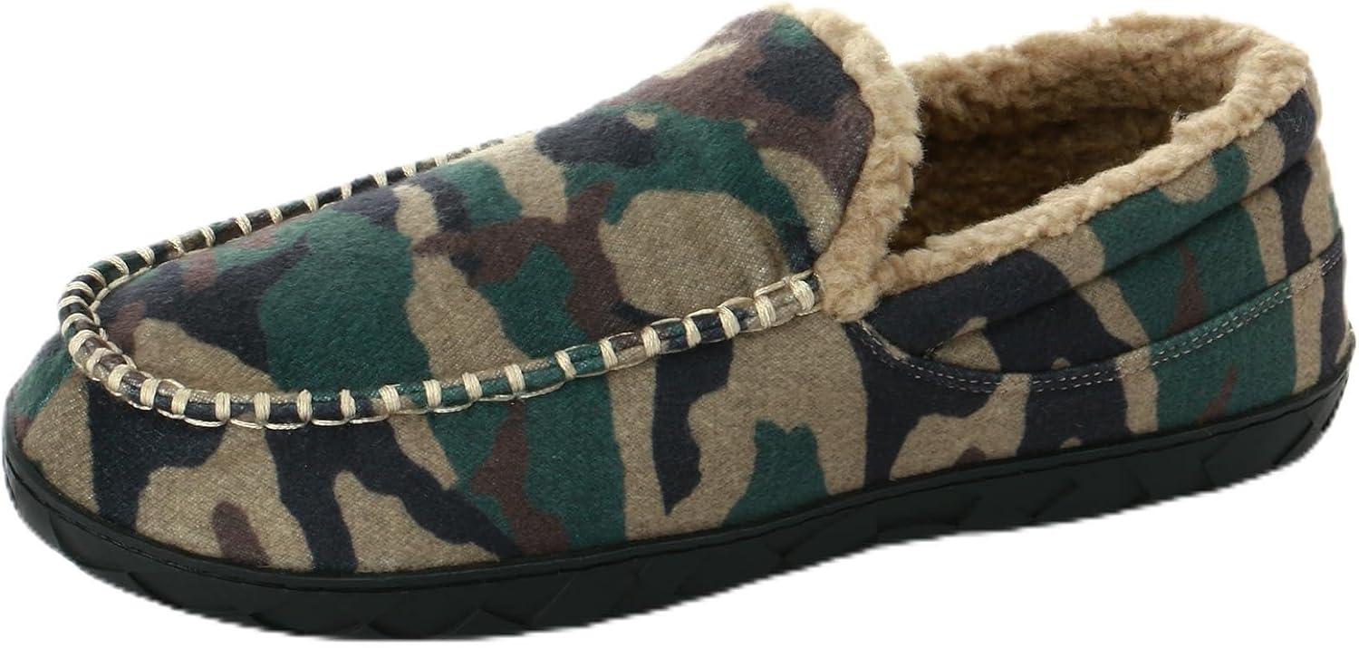 

Мужские мокасины deenor с уютной стелькой из пены с эффектом памяти для дома и улицы, нескользящие замшевые тапочки, Camo
