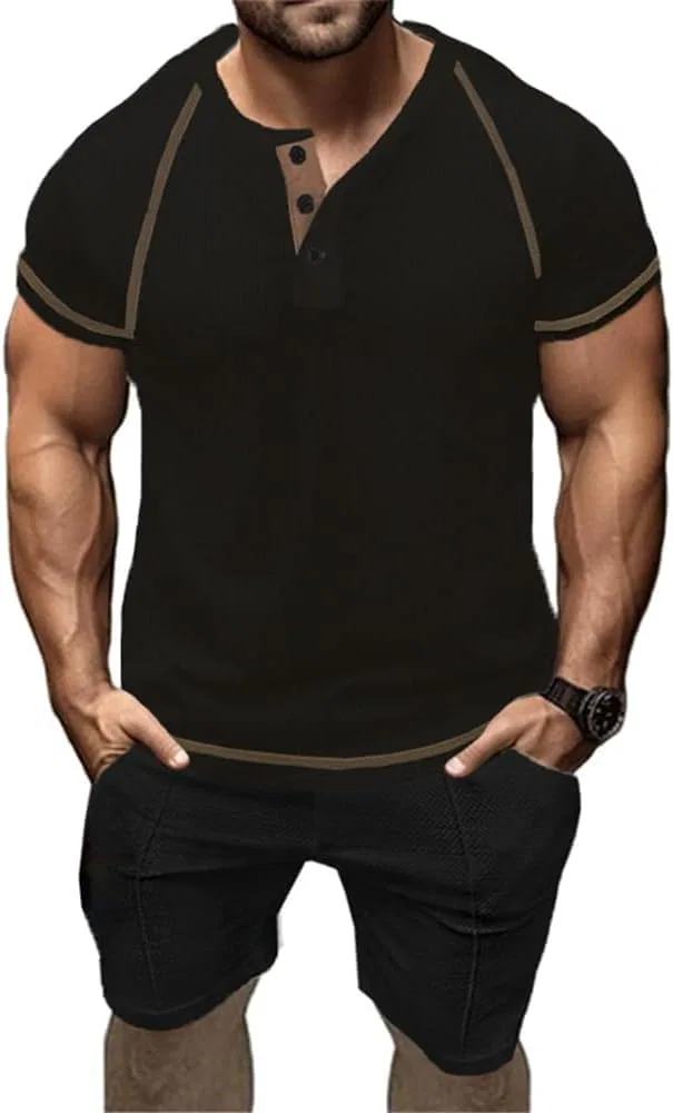 Мужской спортивный костюм с футболкой и штанами, Polyester, черный