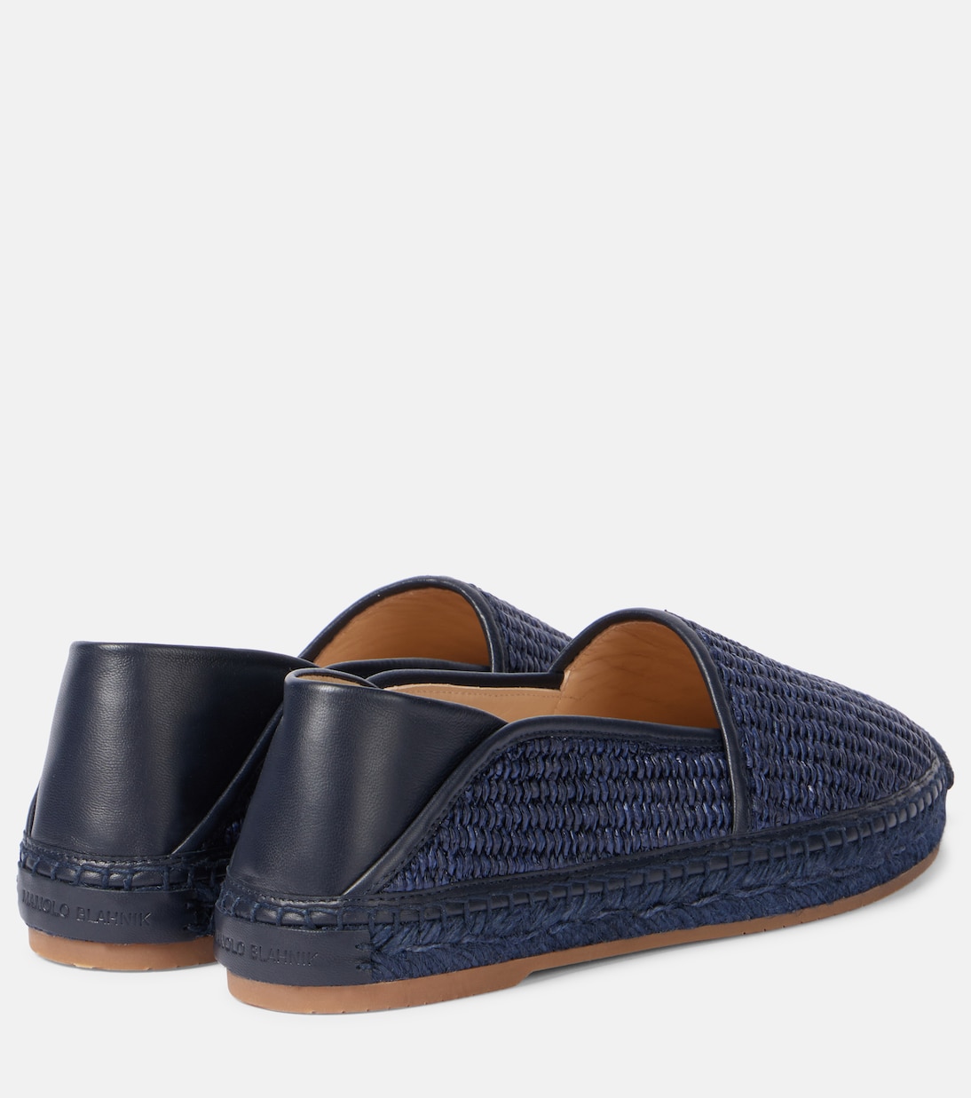 Эспадрильи из рафии с кожаной отделкой Manolo Blahnik, 4109 Navy/4116 Navy — фото 2