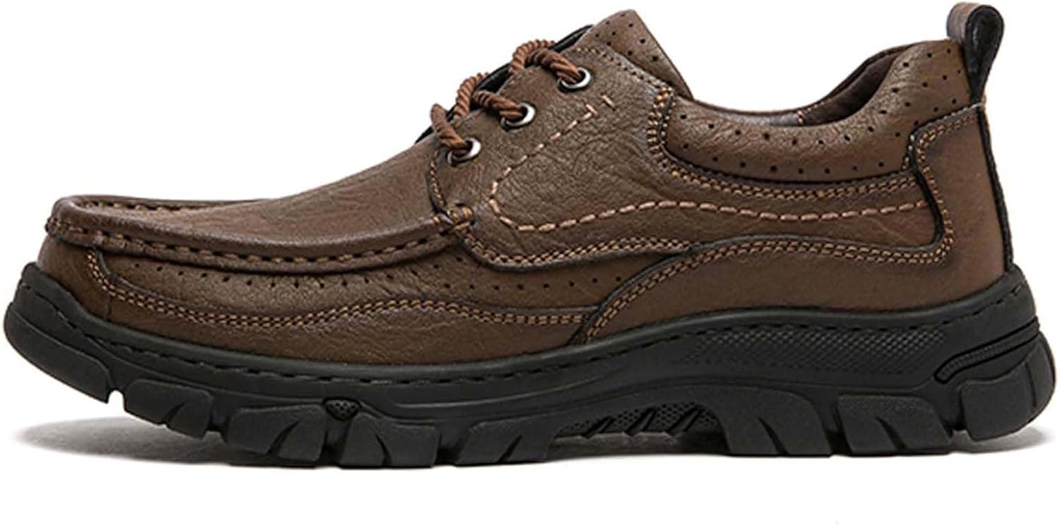 Мужские классические кожаные слипоны для прогулок, устойчивые к скольжению, износостойкие, комфортные, мягкие, легкие, для улицы, походов, модные, для бизнеса и вождения Generic, коричневый — фото 2