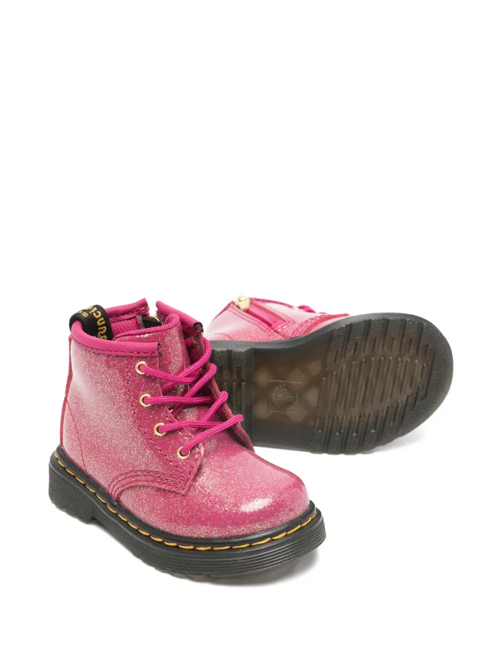 Блестящие ботинки на шнуровке Dr. Martens Kids, розовый — фото 2