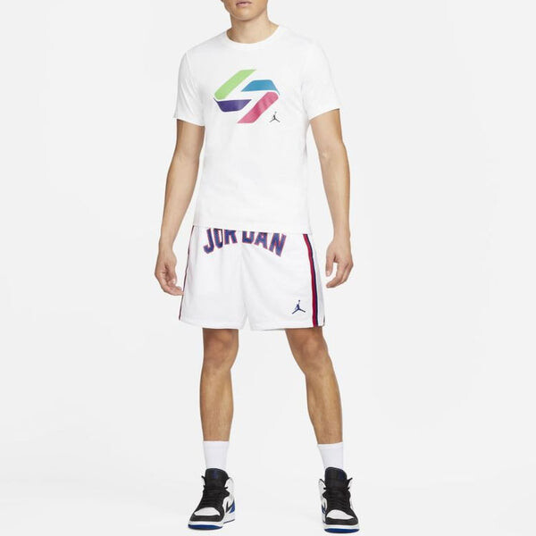 Футболка Men's Air Jordan Casual Pattern Logo Printing Round Neck Pullover Short Sleeve White T-Shirt, белый — фото 3
