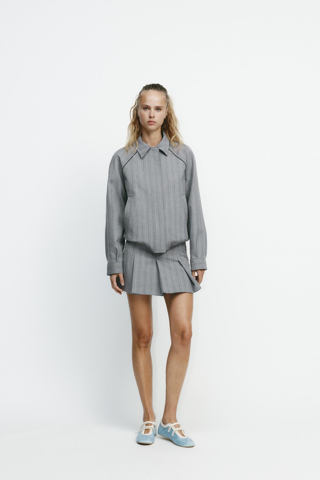 

Мини-юбка в тонкую полоску ZARA, цвет Mid-grey