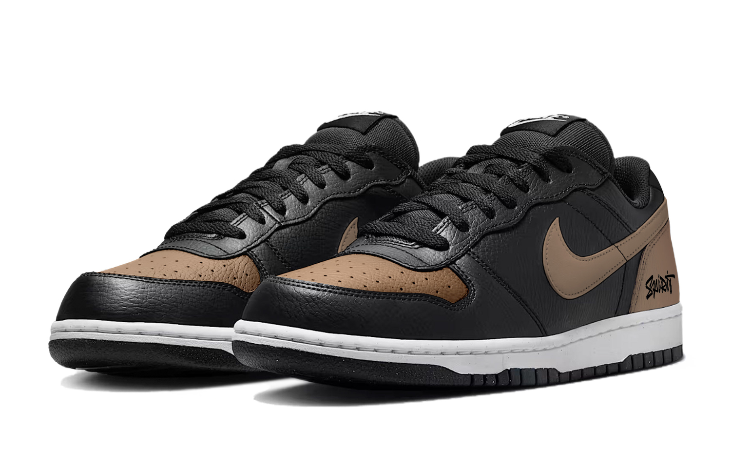 Nike Износостойкие низкие скейтбордистские кроссовки унисекс, черный и коричневый — фото 4