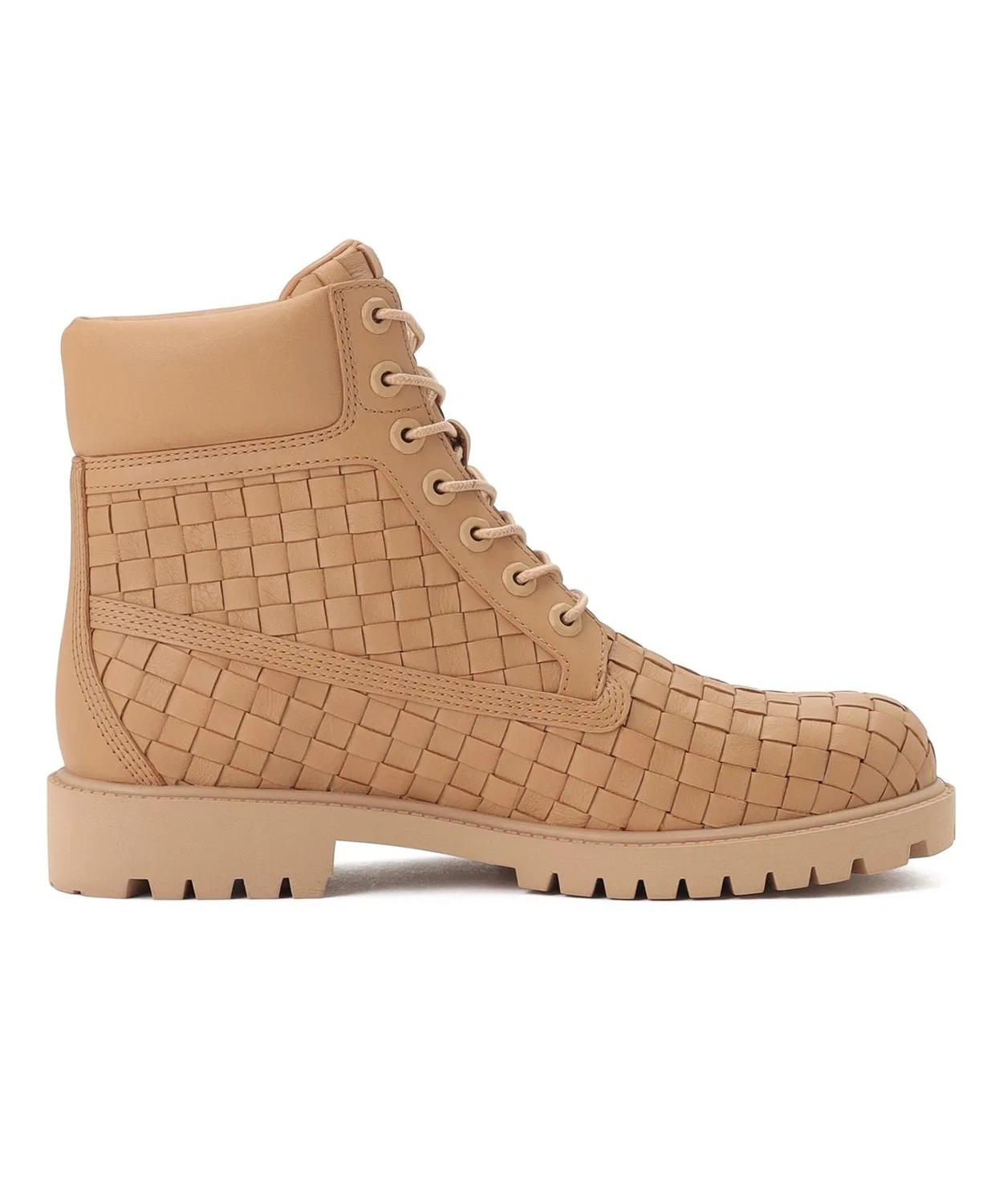 Ботинки премиум 6 дюймов Timberland из плетёной кожи бежевые — фото 4