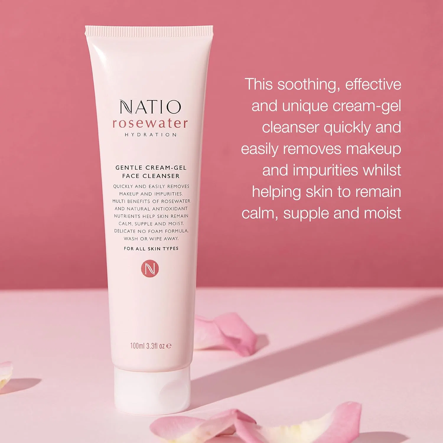 Крем для лица Natio — Дневной -гель для лица Rosewater Gentle Cream Gel Facial Cleanser, 100 мл — фото 2