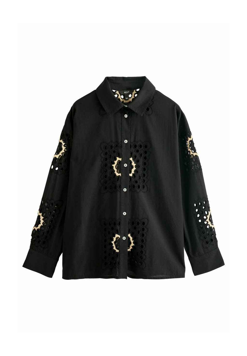 

Блузка на пуговицах BRODERIE LONG SLEEVE Next, черный