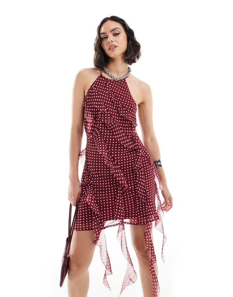 

Платье мини с асимметричной оборкой ASOS DESIGN