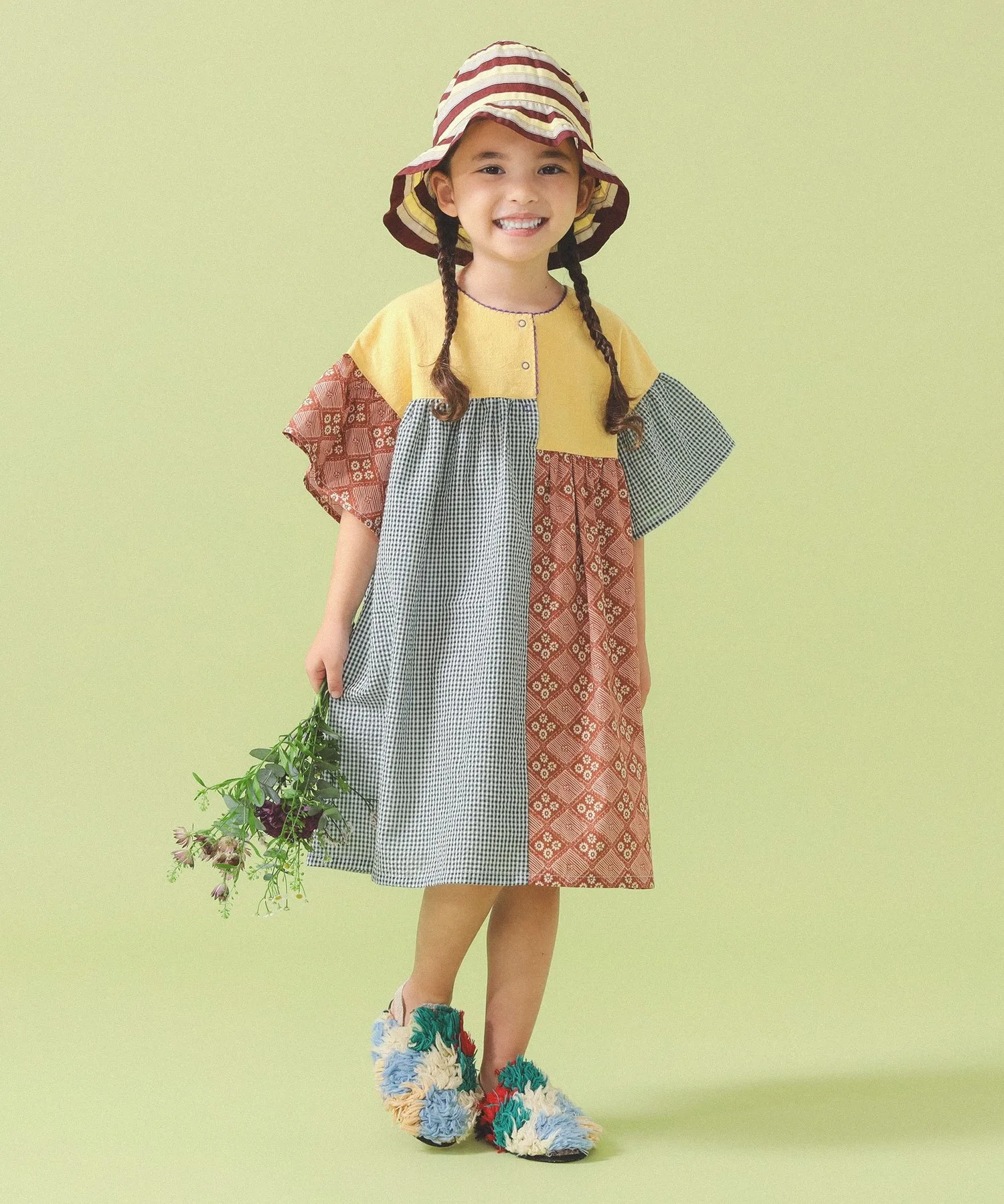 Детское платье с мультипринтом Beams Kids желтое