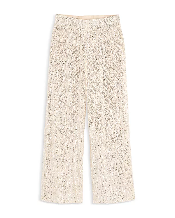 

Детские брюки с пайетками, для девочек постарше - эксклюзив Aqua, бежевый
