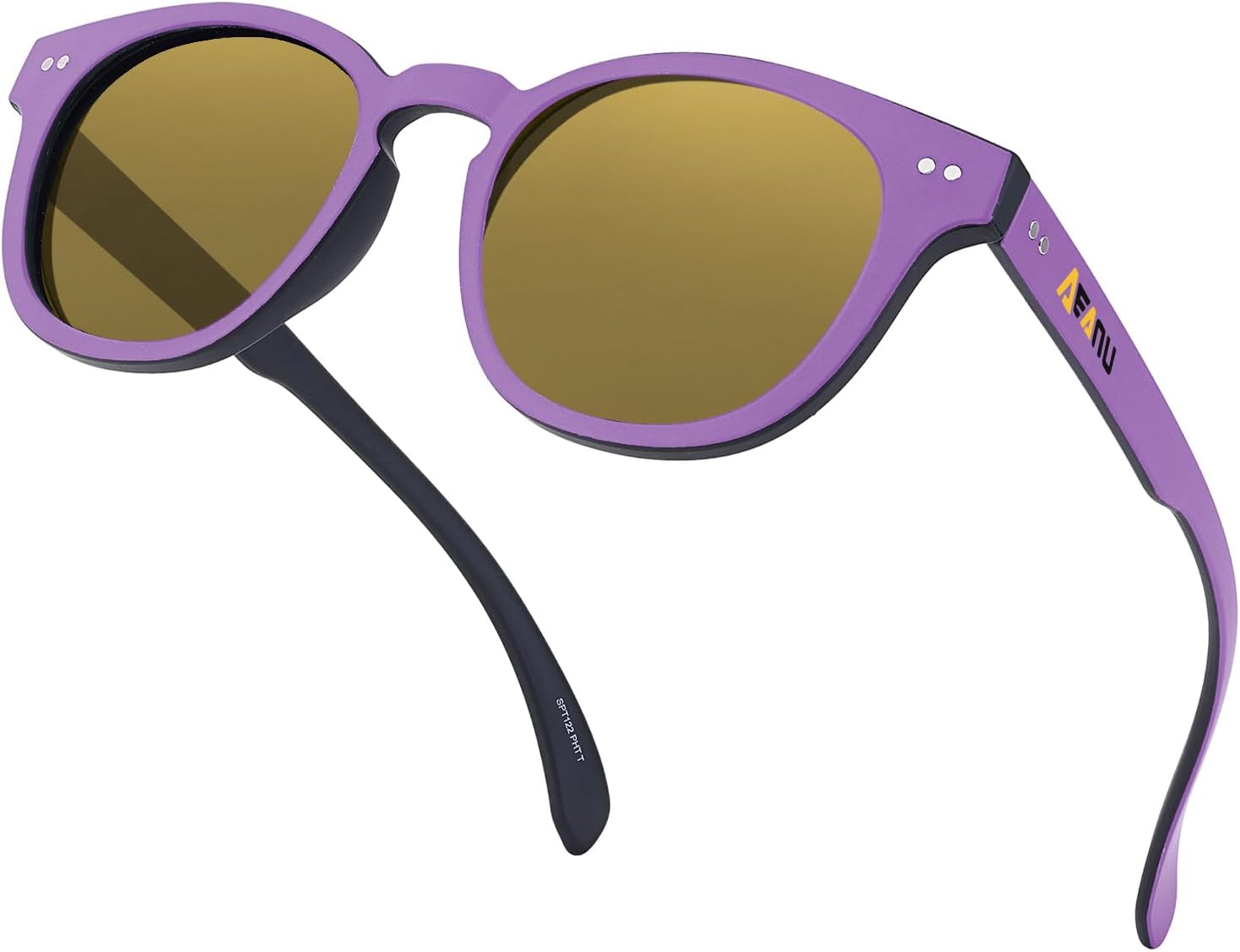 

Поляризованные солнцезащитные очки для подростков – линзы UV400 с цветным зеркальным покрытием, матовая круглая оправа, для маленьких лиц – для велоспорта и активного отдыха AEANU, Purple Frame/Yellow Lens