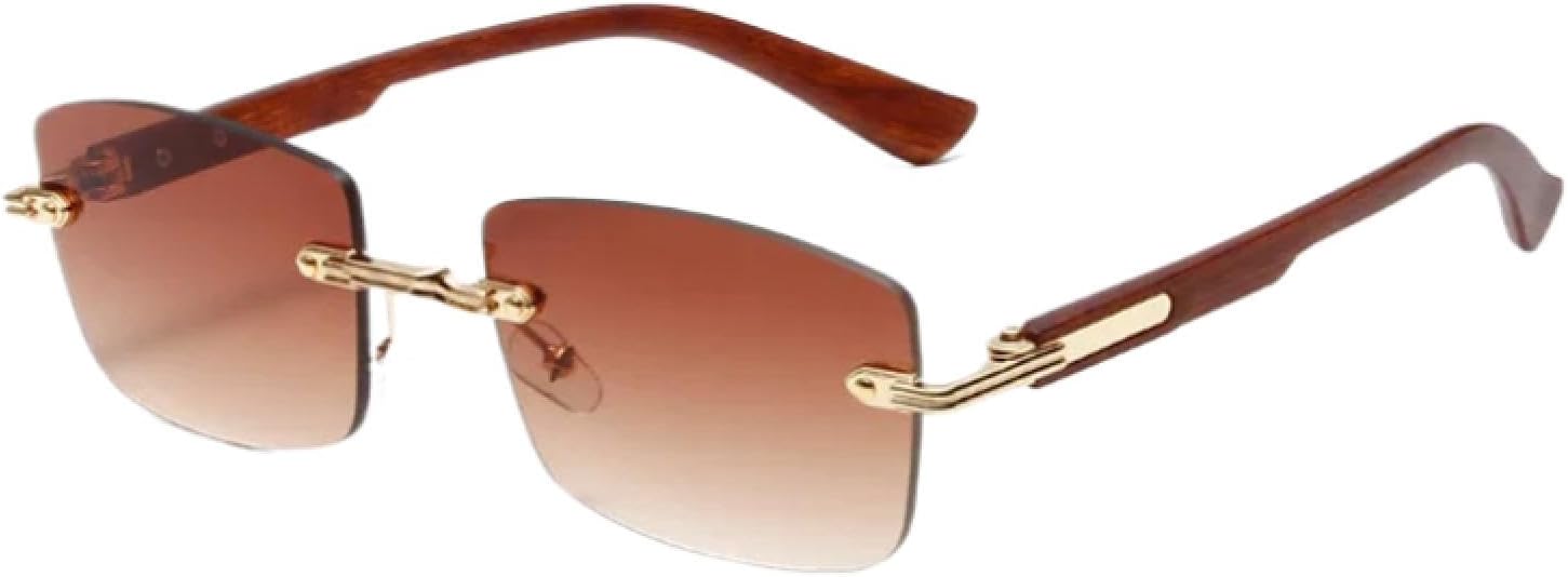 

Солнцезащитные очки с защитой от УФ-излучения UV400 | Без оправы в стиле панк с металлическими заклепками | Для женщин и мужчин, для занятий спортом на открытом воздухе и вождения DSVIGF, Gradient Tea