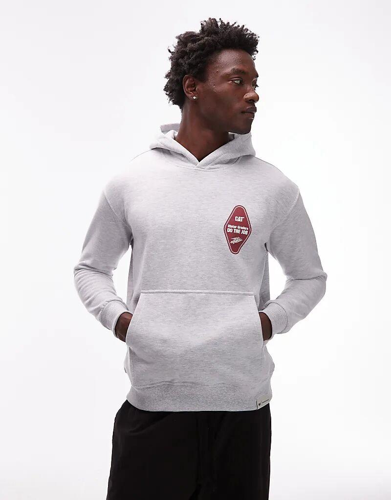 

Толстовка свободного кроя с графическим логотипом CAT WWR плотностью 300 г/м² светло-серого цвета
