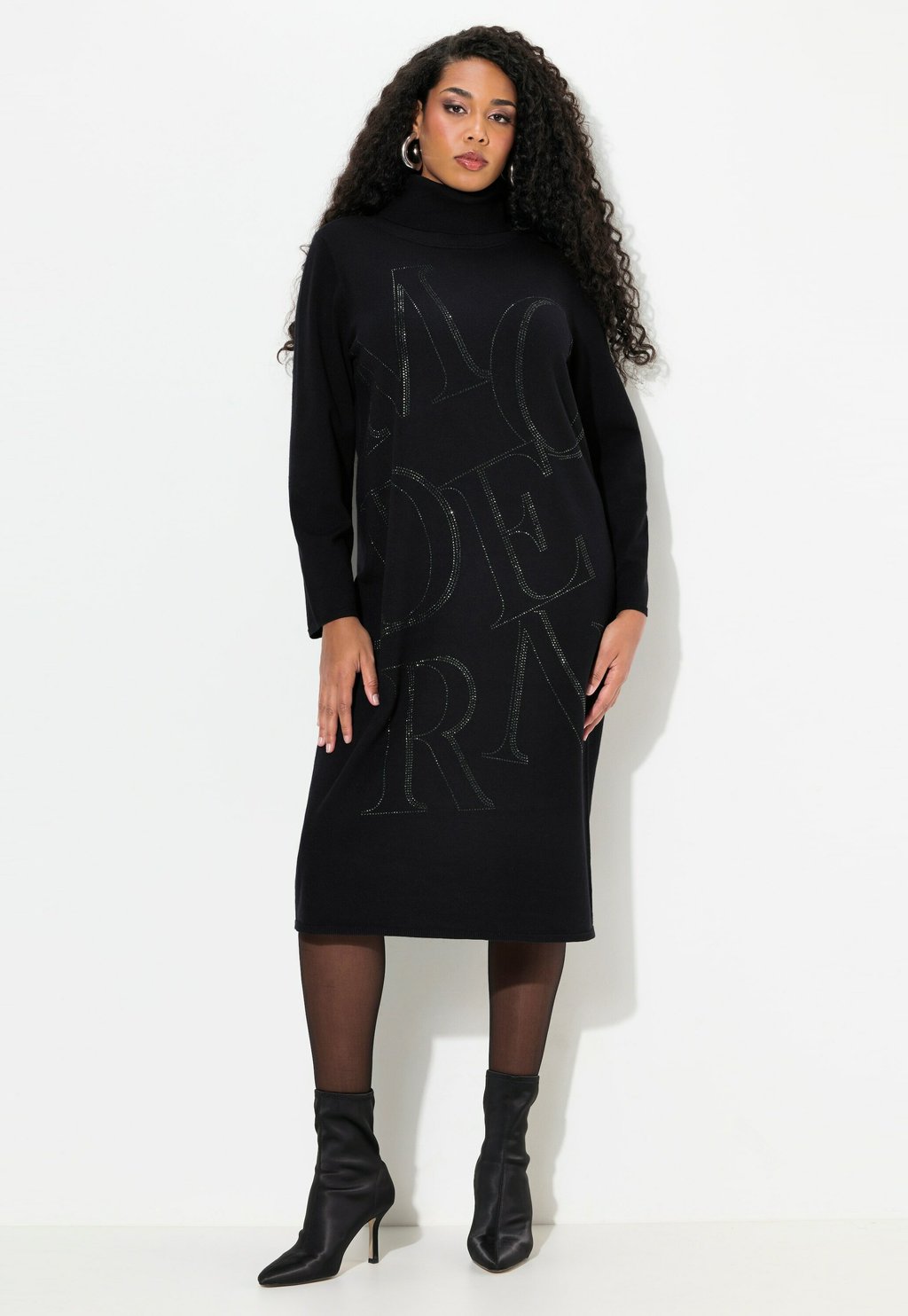 

Платье-джемпер RHINESTONE LETTERING TURTLENECK Ulla Popken, черный