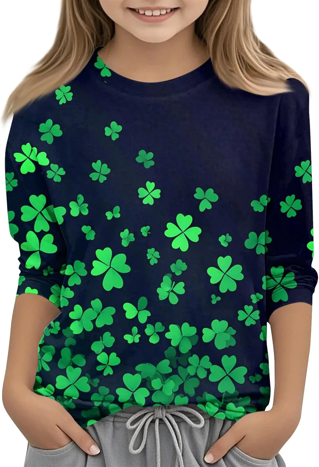 Футболка Girl Oversized с принтом St Patricks Day, 3/4 рукава
