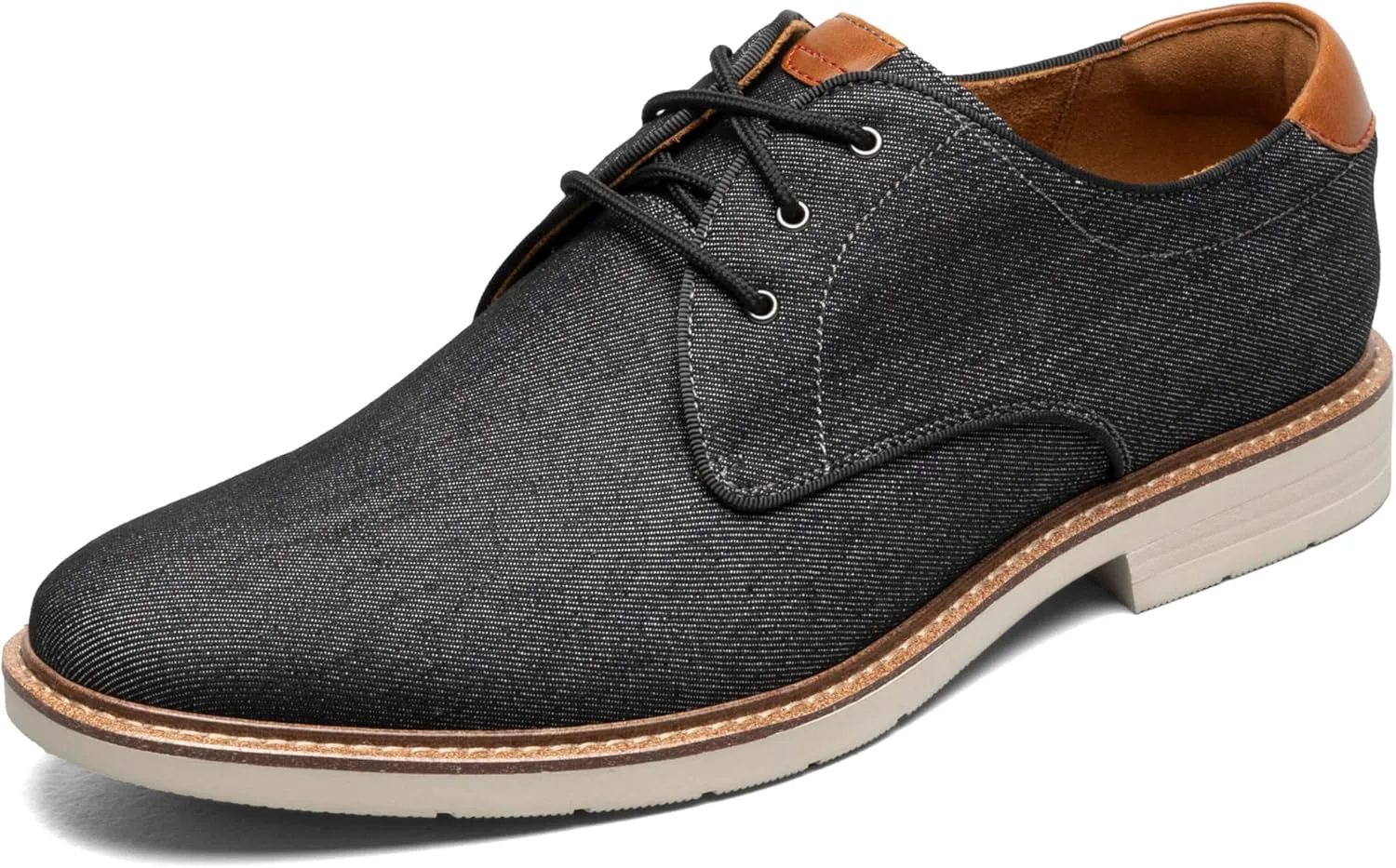 Мужские оксфорды Florsheim Herington из канваса с однотонным носком, черный — фото 2