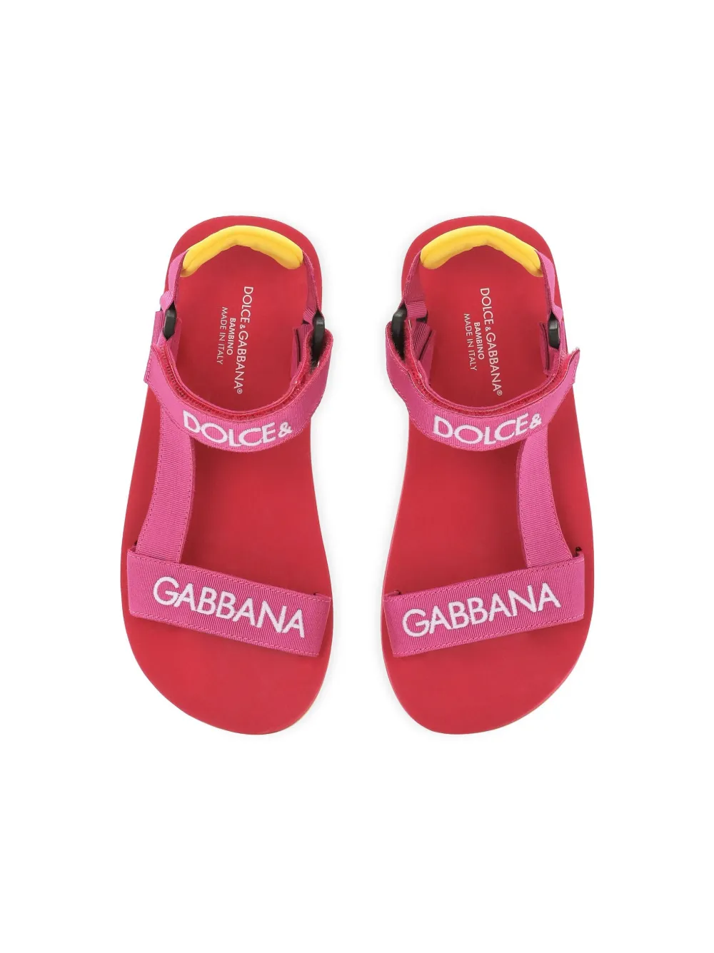Сандалии на липучках с вышитым логотипом Dolce & Gabbana Kids, розовый — фото 4