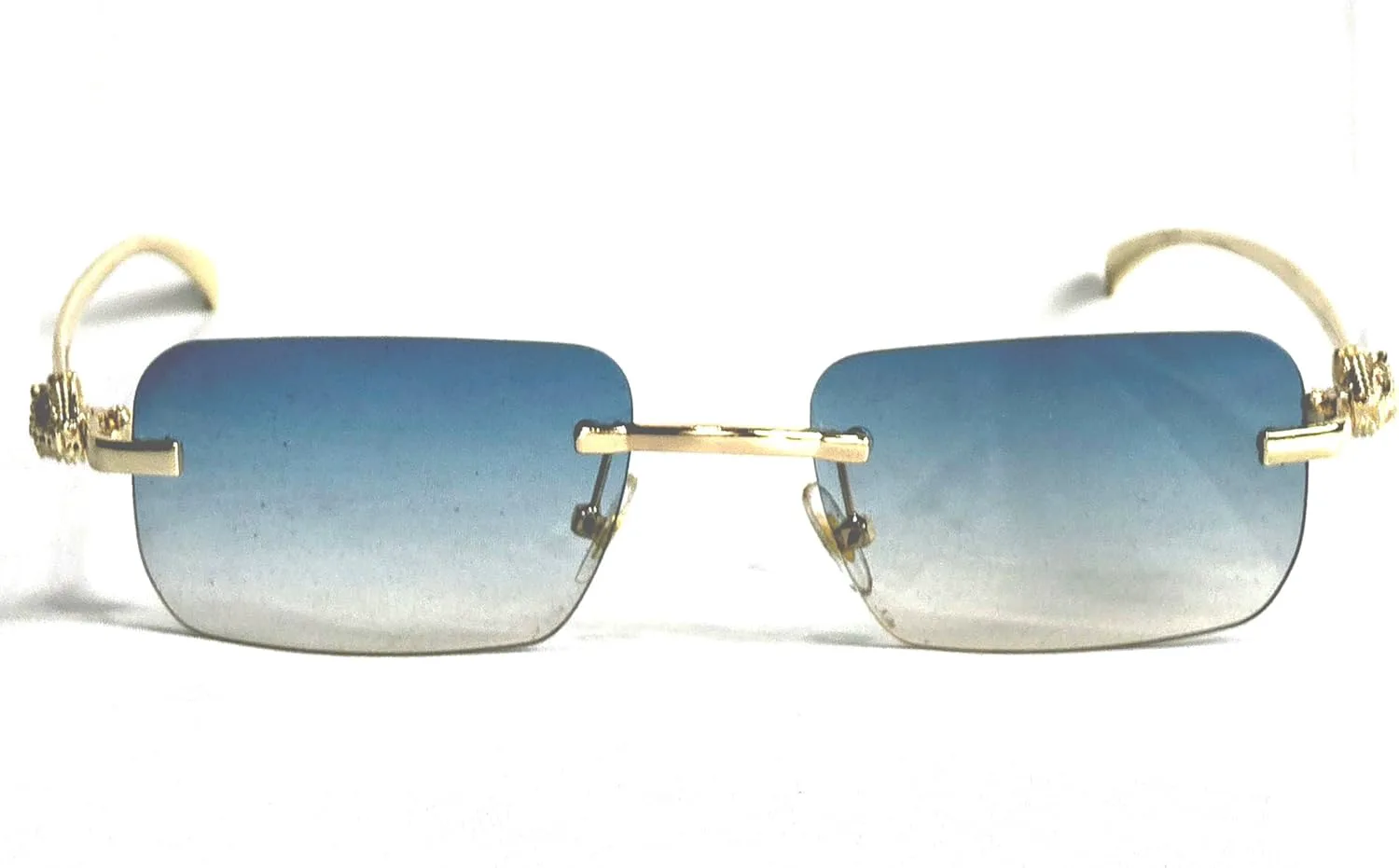 

Новые винтажные солнцезащитные очки UM без оправы в стиле ретро, ​​роскошные, с золотистым металлическим леопардовым принтом, прямоугольными линзами Generic, Gold