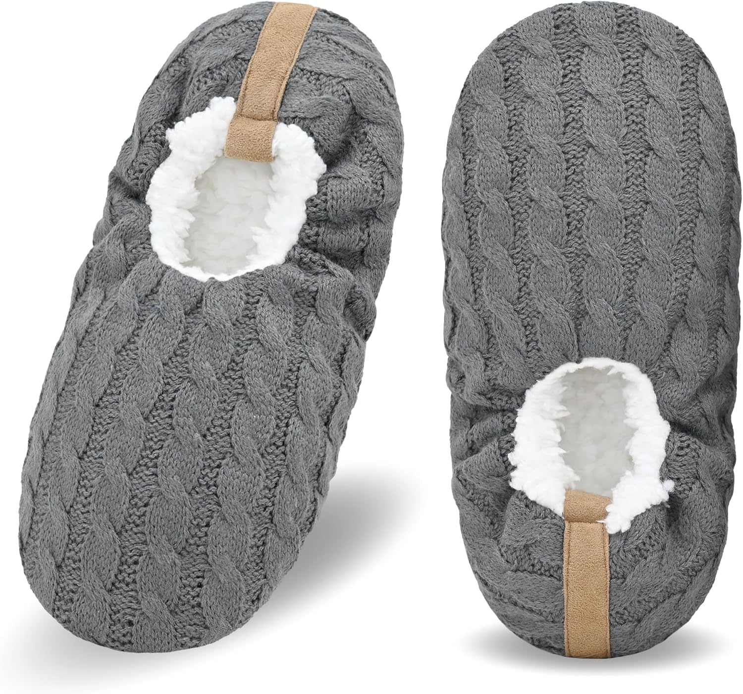 

Мужские носки-тапочки DICUIRD с нескользящей подошвой, теплые домашние носки с захватами для мужчин, пушистые вязаные тапочки, темно-серый