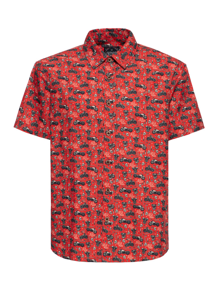 

Байкерская рубашка с короткими рукавами King Kerosin Soul красного цвета King Kerosin