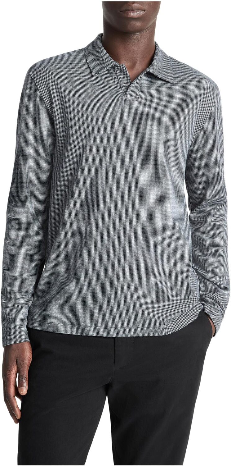 

Лонгслив Vince Houndstooth Long Sleeve Johnny Collar, цвет Coastal/H Grey